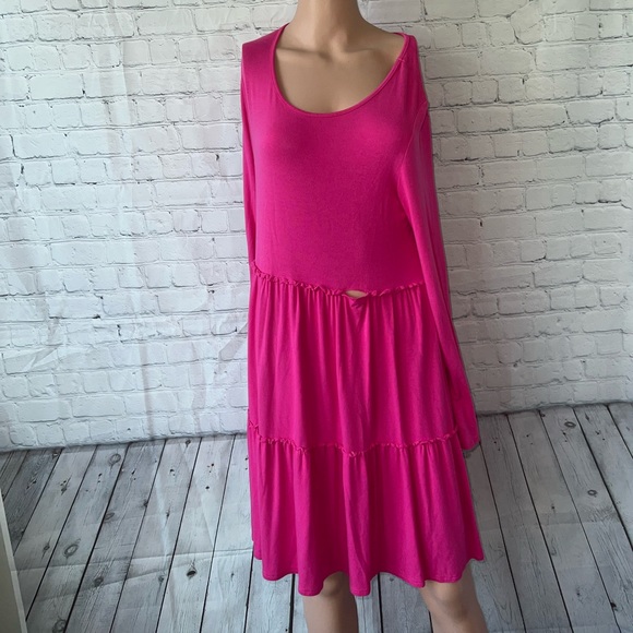 Jolie Dresses & Skirts - Jolie Hot Pink long sleeve ruffled dress size S